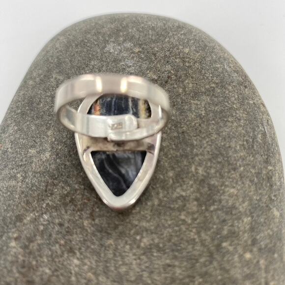 Vintage Sterling Silver 925 Purple Druzy Drusy Teardrop Adjustable Ring Sz 8.25 - Picture 4 of 7